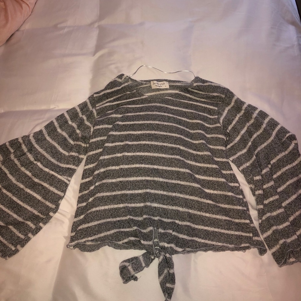 Crop striped top 3/4 sleeve- S